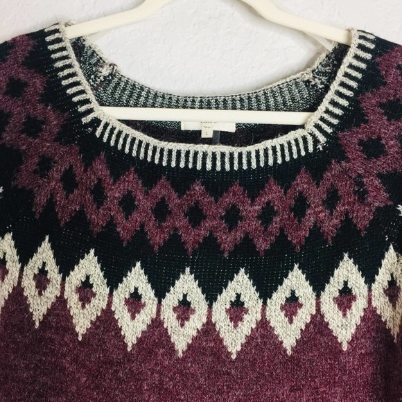 ENTRO Wide Square‎ Neck Diamond Pattern Sweater - Picture 2 of 11